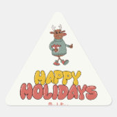 可愛いルドルフ・クリスマス・ホリデー 三角形シール (正面)