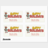 可愛いルドルフ・クリスマス・ホリデー 長方形シール (シート)