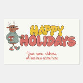 可愛いルドルフ・クリスマス・ホリデー 長方形シール (正面)