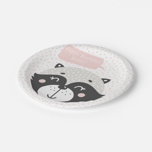 可愛いルーン |パーソナライズされた誕生日紙プレート ペーパープレート (アングル)