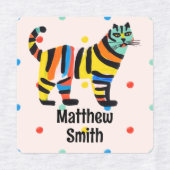 可愛いレインボーカラフルタイガー学園名服 ラベル (デザイン2)