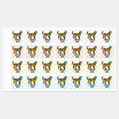 可愛いレインボーカラフルタイガー学園名服 ラベル (シート)