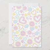 可愛いレインボーガーリーフォト5誕生日キッズフォト 招待状 (裏面)