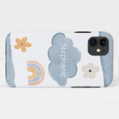 可愛いレインボーシンプルーの水の色フローラあなたの名前 Case-Mate iPhoneケース (裏面(横))
