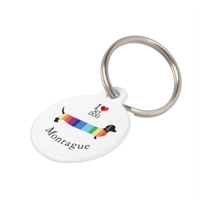 可愛いレインボーダックスシャンドモノグラム愛犬 ペット　ネームタグ (側面)