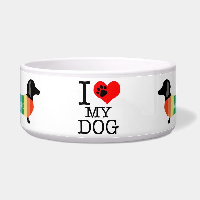 可愛いレインボーダックスシャンドモノグラム愛犬 ボウル (正面)
