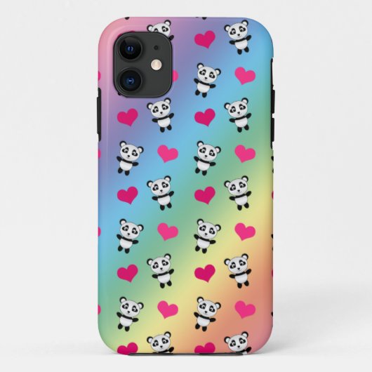 可愛いレインボーパンダハート柄 Case-Mate iPhoneケース (裏面)