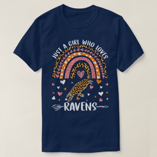 可愛いレインボーヒョウJust a Girl Loves Ravens Tシャツ (デザイン正面)