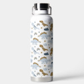 可愛いレインボー恐竜の模様 ウォーターボトル (背面)
