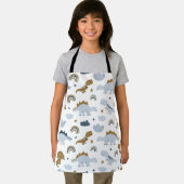 可愛いレインボー恐竜の模様 エプロン (インサイチュ)