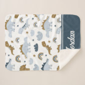 可愛いレインボー恐竜の模様 シェルパブランケット (正面(横))