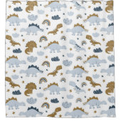 可愛いレインボー恐竜の模様 シャワーカーテン (正面)