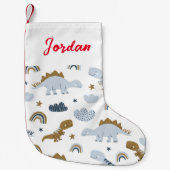 可愛いレインボー恐竜の模様 スモールクリスマスストッキング (正面)