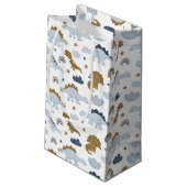 可愛いレインボー恐竜の模様 スモールペーパーバッグ (裏面アングル)