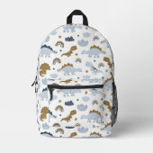 可愛いレインボー恐竜の模様 プリントバックパック (正面)