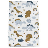 可愛いレインボー恐竜の模様 ミディアムペーパーバッグ (正面)