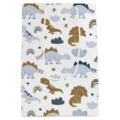 可愛いレインボー恐竜の模様 ミディアムペーパーバッグ (裏面)