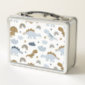 可愛いレインボー恐竜の模様 メタルランチボックス (裏面)