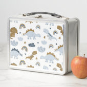 可愛いレインボー恐竜の模様 メタルランチボックス (インサイチュ)