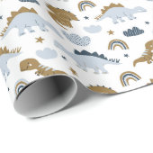 可愛いレインボー恐竜の模様 ラッピングペーパー (ロールコーナー)