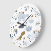 可愛いレインボー恐竜の模様 ラージ壁時計 (傾斜)