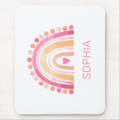 可愛いレインボー、ピンクのボホの水色 マウスパッド (正面)