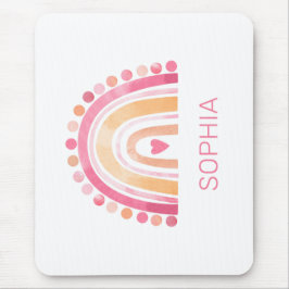 可愛いレインボー、ピンクのボホの水色 マウスパッド