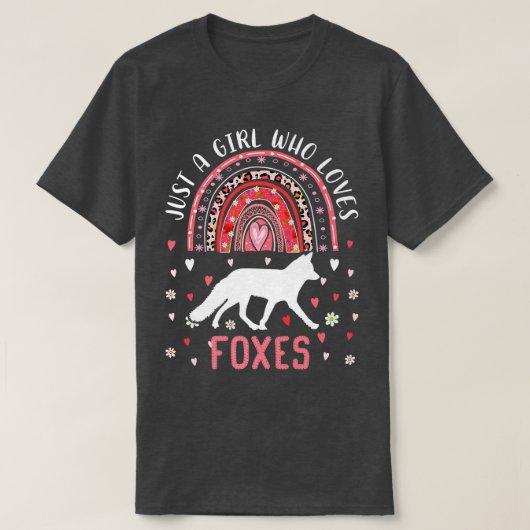 可愛いレインボーJust a Girl Loves LeopardTキツネ- Tシャツ (デザイン正面)