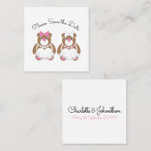 可愛いレズビアンのテディベアの日付を保存 コーリングカード (正面/裏面)