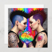 可愛いレズビアンカップル虹の芸術あなたを愛 (正面/裏面)