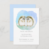 可愛いレズビアン・ヘッジホッグ・カップルの日付を保存結婚する セーブザデート (正面/裏面)