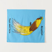 可愛いレッサーバードオブパラダイスイラストレーション タペストリー (正面(横))