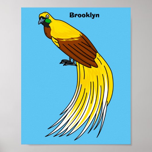 可愛いレッサーバードオブパラダイスイラストレーション ポスター (正面)