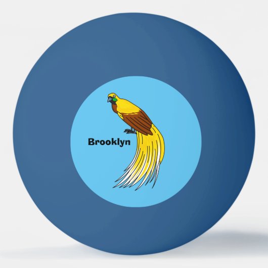 可愛いレッサーバードオブパラダイスイラストレーション 卓球ボール (正面)