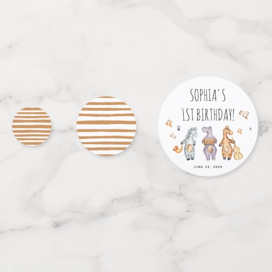 可愛いレッツノイズを作るアフリカの動物の誕生日 コンフェッティ (正面)