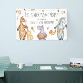 可愛いレッツノイズを作るアフリカの動物の誕生日 横断幕 (トレードショー)