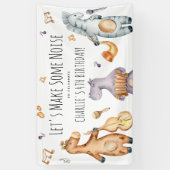 可愛いレッツノイズを作るアフリカの動物の誕生日 横断幕 (縦)