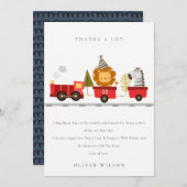 可愛いレッドウッドランド動物列車任意の年齢誕生日 サンキューカード (正面/裏面)