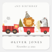 可愛いレッドウッドランド動物列車任意の年齢誕生日 スクエアシール (正面)