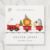 可愛いレッドウッドランド動物列車任意の年齢誕生日 フェイバータグ (正面)