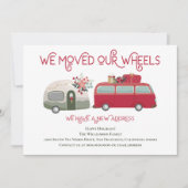 可愛いレッドバントレーラー引っ越しました新しいアドレス 案内状 (正面)