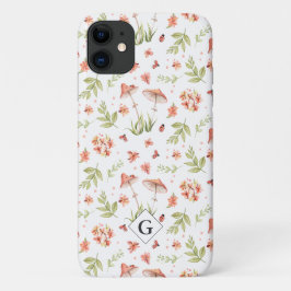 可愛いレディバグの花柄 モノグラム iPhone 11 ケース