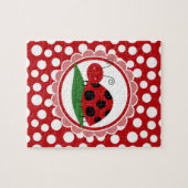可愛いレディバグの葉 – 女の子レッドブラック ジグソーパズル (横)