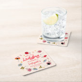 可愛いレディバグ誕生日パーティー スクエアペーパーコースター (インサイチュ)