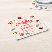 可愛いレディバグ誕生日パーティー スクエアペーパーコースター (アングル)