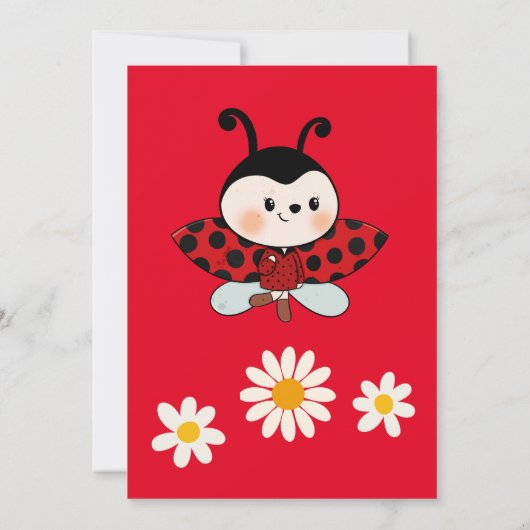 可愛いレディーバグの小さなシャワー 招待状 (裏面)