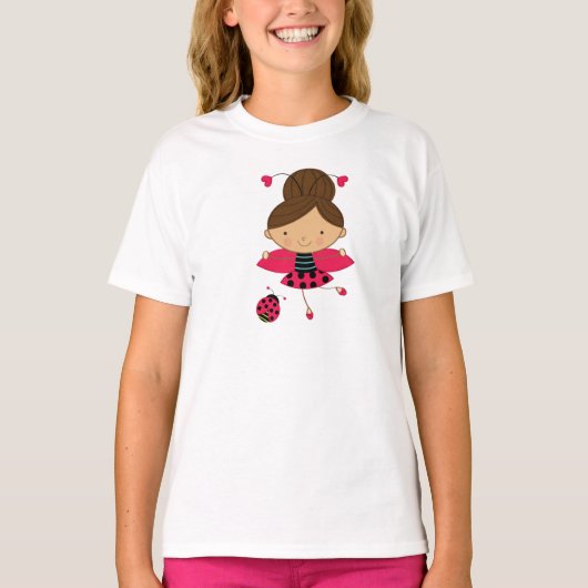 可愛いレディーバグ女の子のTシャツ Tシャツ (正面)