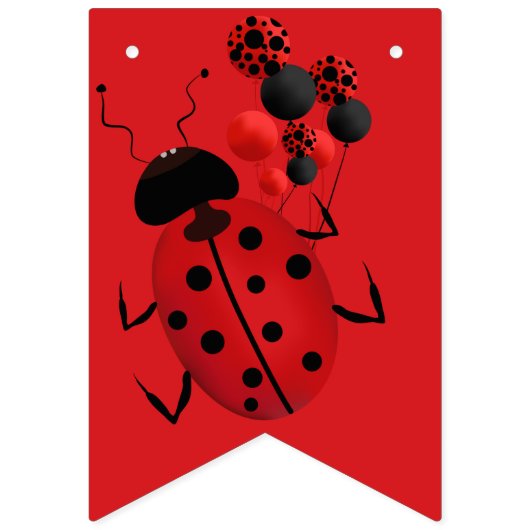 可愛いレディーバグ – 誕生日 – 赤ちゃんシャワー – テーマパーティー バンティングフラッグ (第1の旗)