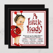 可愛いレディーレッドラディバグ赤ちゃんシャワー 招待状 (正面/裏面)