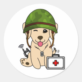 可愛いレトリバー犬の軍用ヘルメット ラウンドシール